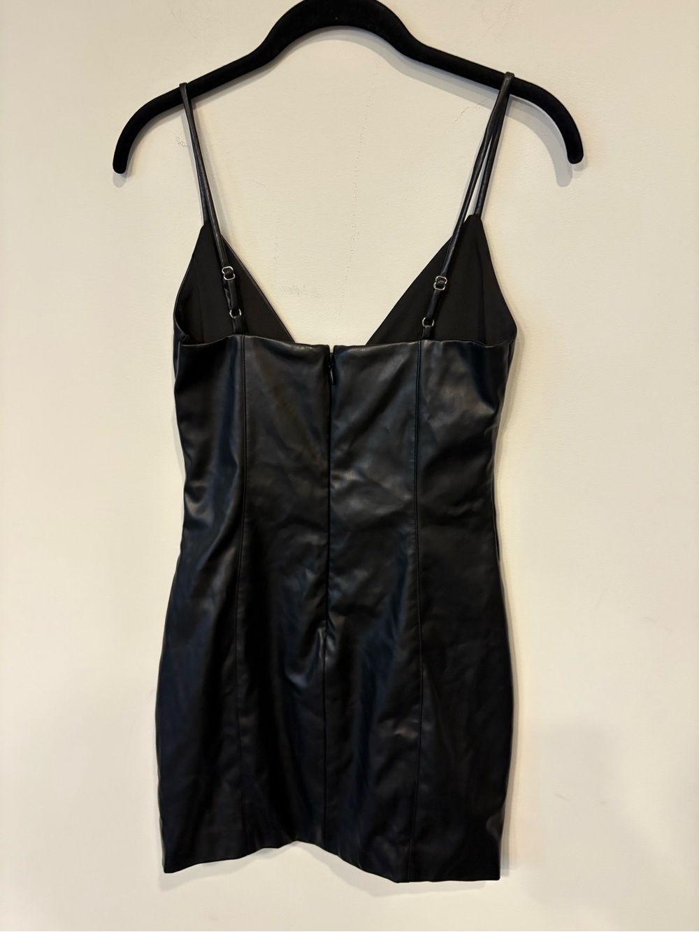 Baby Boo Faux Leather Slip Mini Dress in Black Sz M NWT - Picture 3 of 6